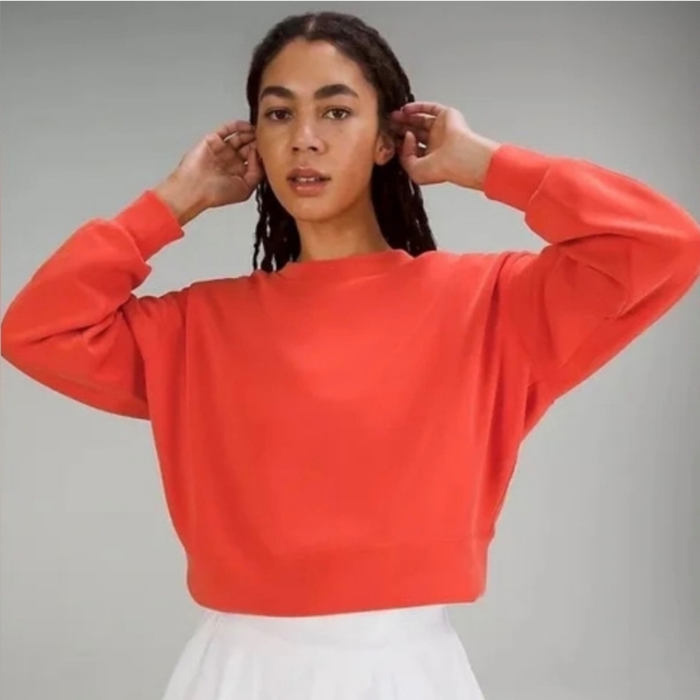 Lululemon Softstreme Perfectly Oversized Cropped Crew Top Orange one size